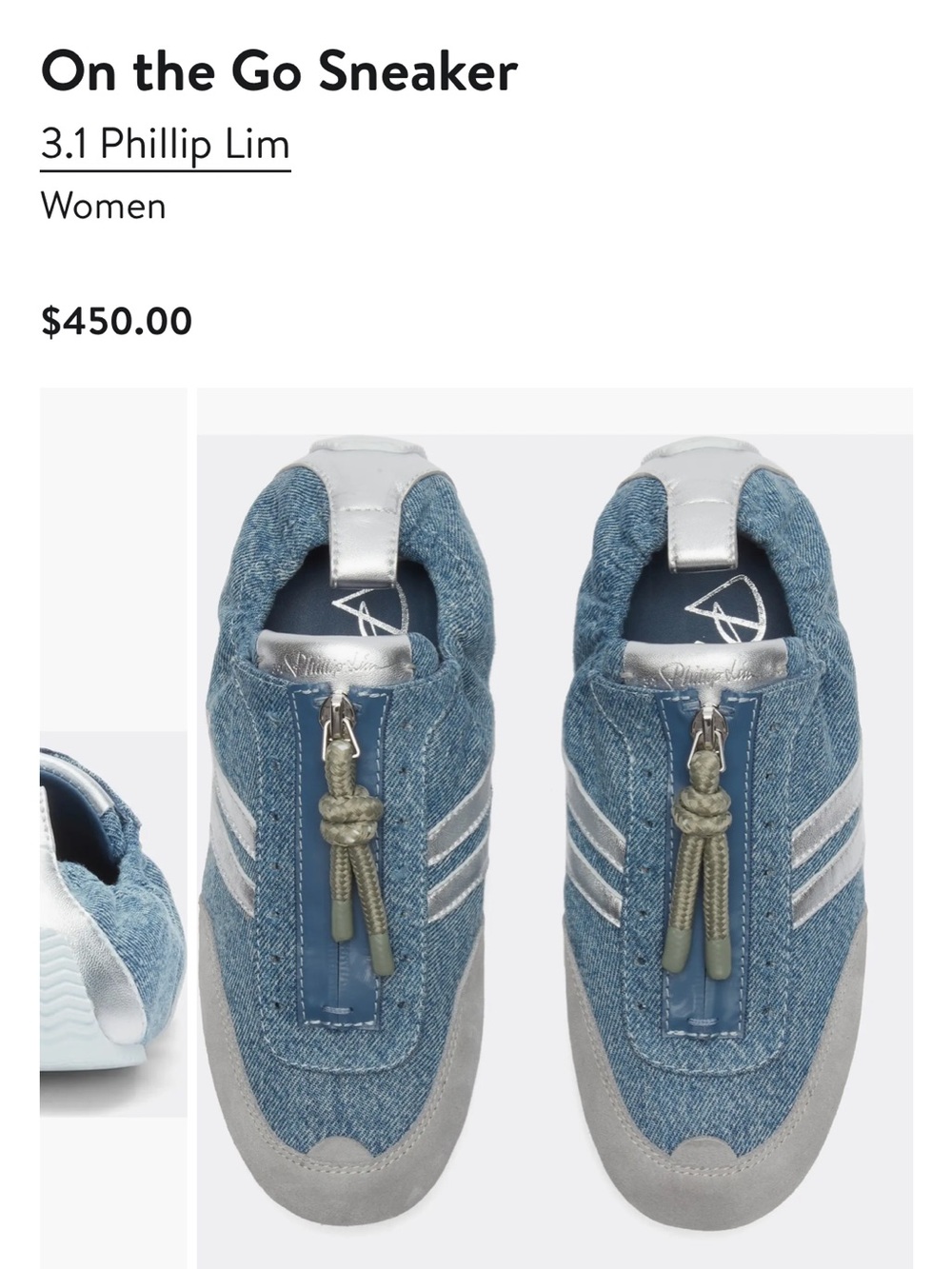 3.1 Phillip Lim indigo denim “On the Go” sneakers; brand new. - Picture 4 of 5
